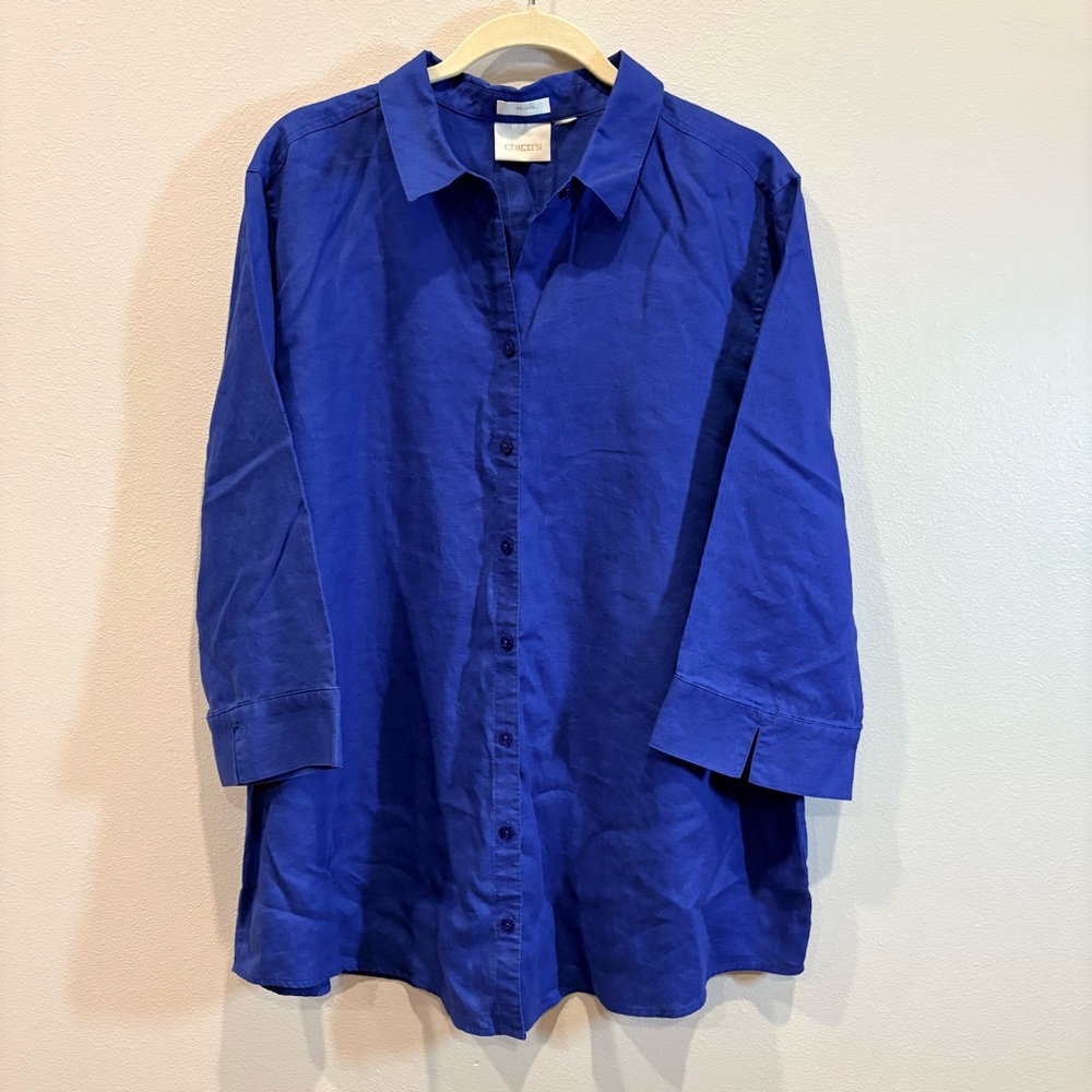 Chico’s Cobalt Blue Button-Up Shirt XL